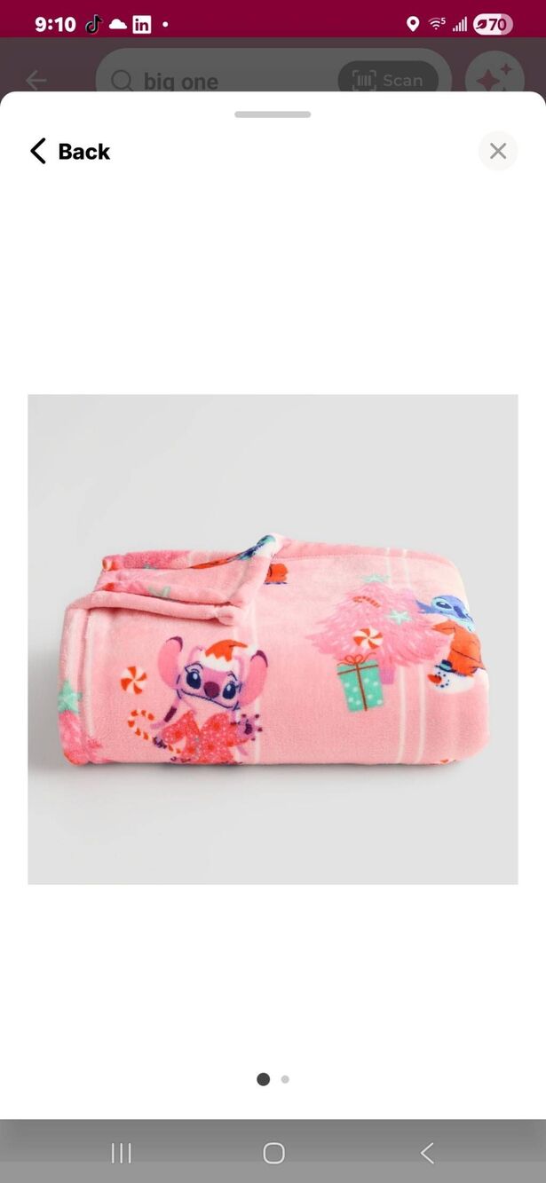 Disney Stitch Christmas oversized pink throw blanket 60"×72"